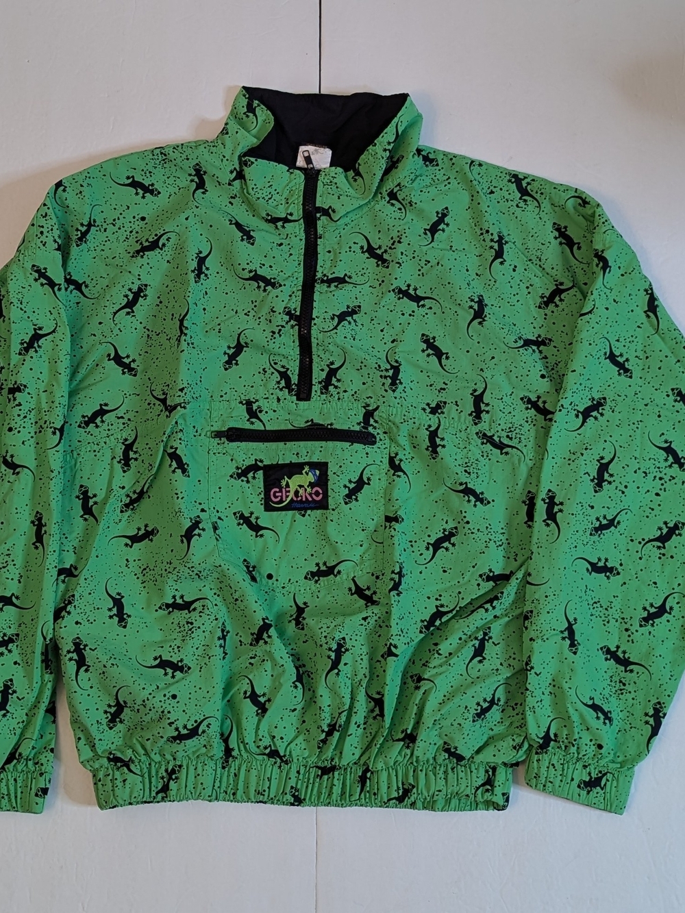 Gecko Hawaii Men's Windbreaker Jacket, L, 1/4 Zip, Lightweight, Green/Black used